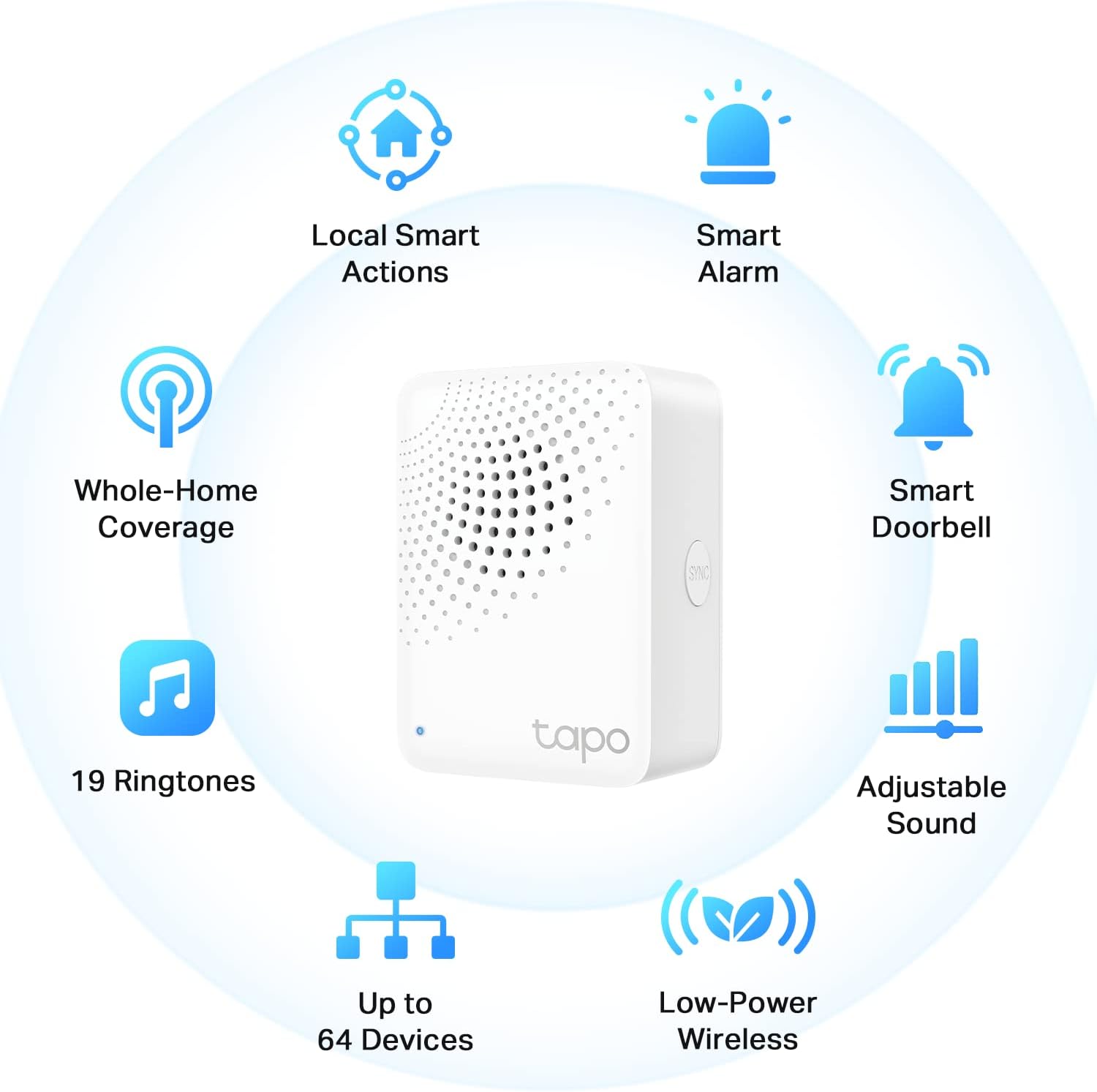 Tapo Smart Hub with Built-in Chime, REQUIRES 2.4GHz Wi-Fi, Reliable Long-Range Connections with Tapo Sensors, Sub-1G Low-Power Wireless protocol, Connect up to 64 smart devices (H100) - Image 2
