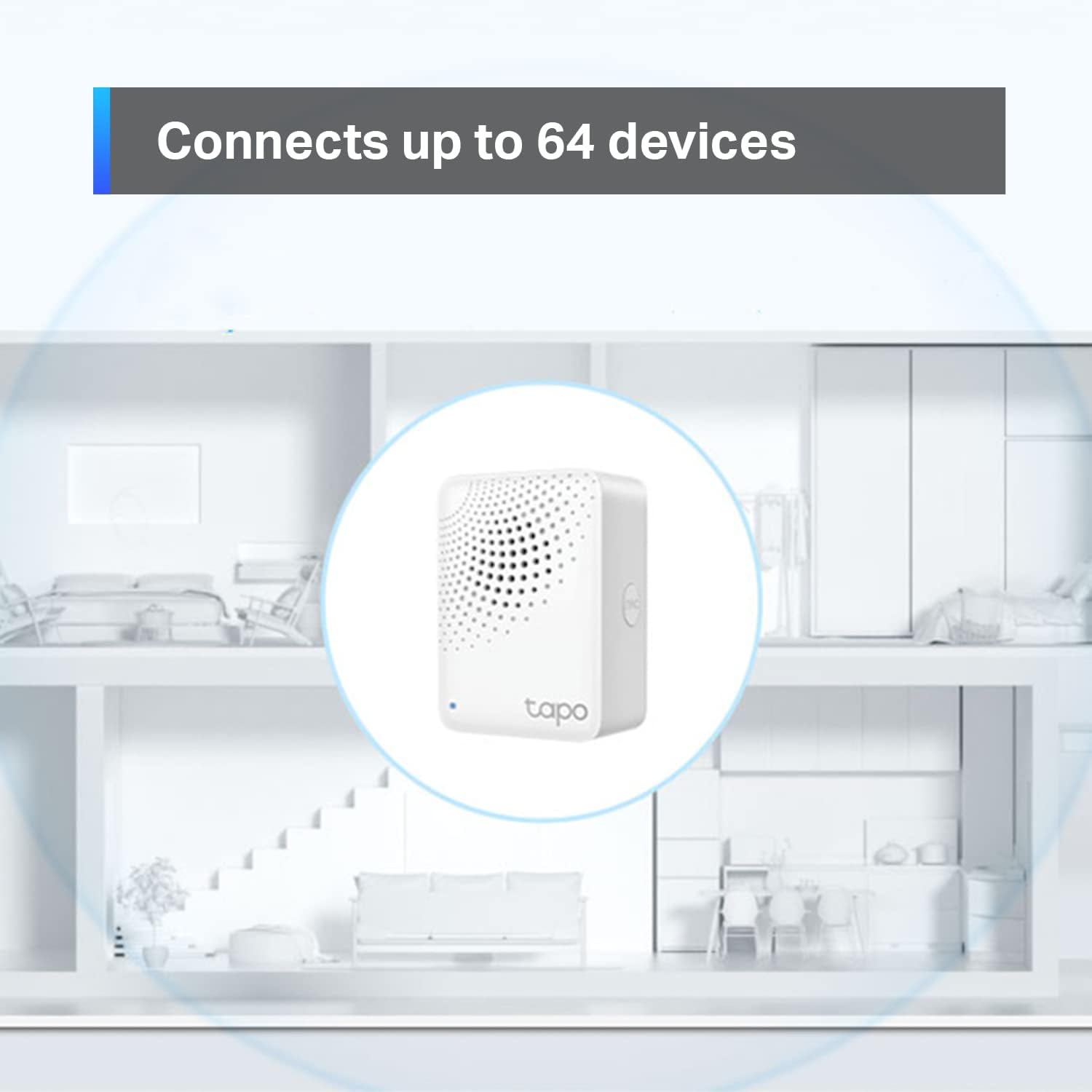 Tapo Smart Hub with Built-in Chime, REQUIRES 2.4GHz Wi-Fi, Reliable Long-Range Connections with Tapo Sensors, Sub-1G Low-Power Wireless protocol, Connect up to 64 smart devices (H100) - Image 6